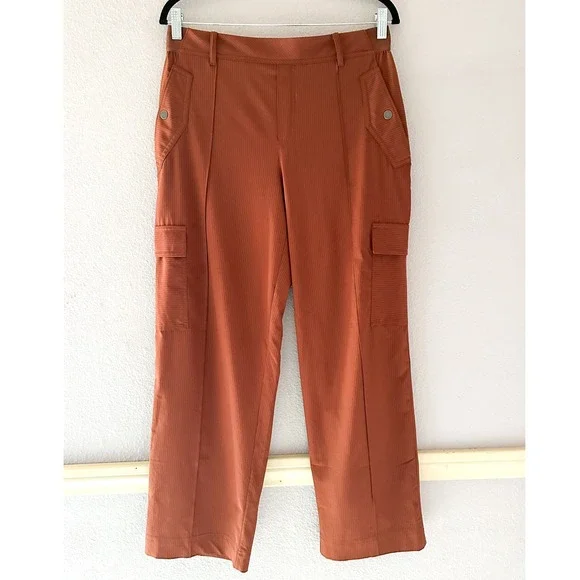 Athleta‎ Vienna Cargo Pant City Stripe Brown Wide Leg Gorpcore Size 10P - Picture 3 of 6